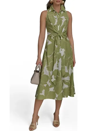 Donna Karan Sleeveless Linen Blend Shirtdress in at Nordstrom, Size 10