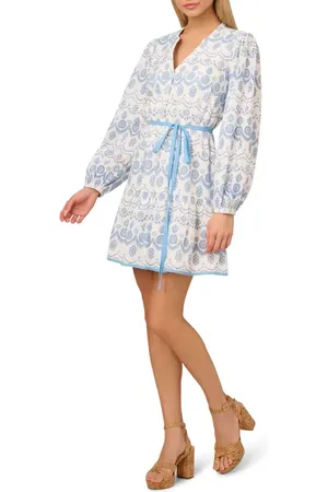 Adrianna Papell Long Sleeve Cotton Minidress in at Nordstrom, Size 16