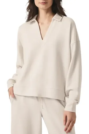 Splendid Waffle Scuba Knit Polo Sweatshirt in at Nordstrom, Size Medium