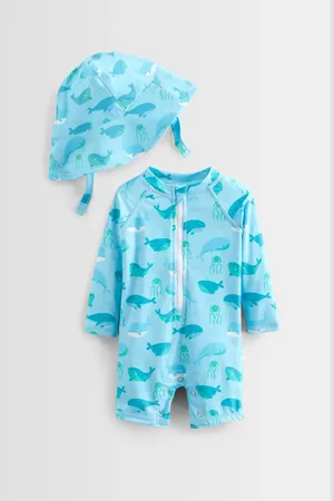 Tucker + Tate One-Piece Romper Swimsuit & Bucket Hat Set in at Nordstrom, Size 9M