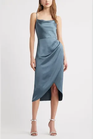 Open Edit Cowl Neck Satin Midi Dress in at Nordstrom, Size X-Small