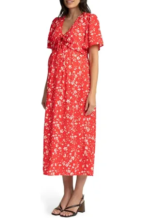 Séraphine Floral Maternity/Nursing Jersey Midi Dress in at Nordstrom, Size 4