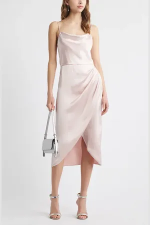 Open Edit Cowl Neck Satin Midi Dress in at Nordstrom, Size Small