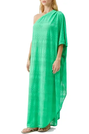 Melissa Odabash Savannah One-Shoulder Cover Up Kaftan in at Nordstrom, Size Large