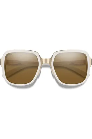 Smith Aveline 55mm ChromaPop??? Polarized Square Sunglasses in White Gold /Polarized Brown at Nordstrom