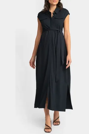 Séraphine Utility Jersey Maternity/Nursing Midi Shirtdress in at Nordstrom, Size 12