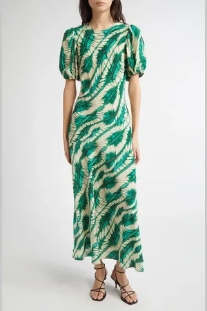 ULLA JOHNSON Ines Puff Sleeve Silk Maxi Dress in at Nordstrom, Size 2