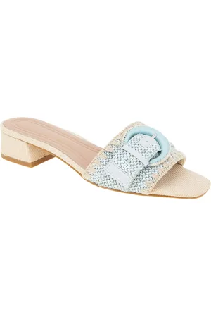 BCBG Max Azria Camri Buckled Raffia Slide Sandal in at Nordstrom, Size 5