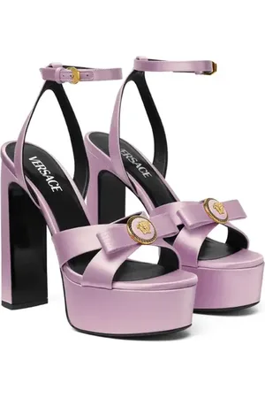 VERSACE Gianni Ribbon Platform Sandal in Dusty Lavender- Gold at Nordstrom, Size 11Us