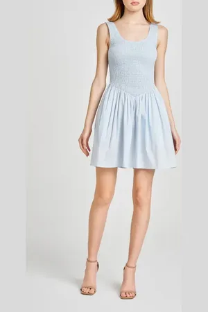 WAYF Dana Smock Bodice Stretch Cotton Minidress in at Nordstrom, Size Small