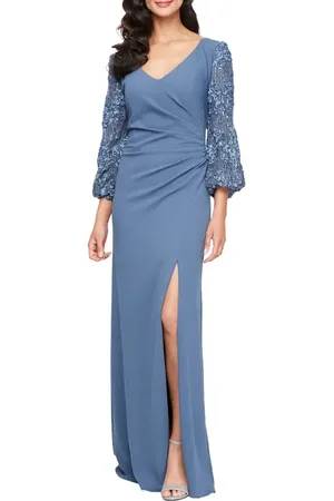 Alex Evenings Mixed Media Stretch Crepe Gown in at Nordstrom, Size 4