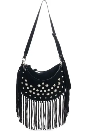 Isabel Marant Oskan Fringe Studded Suede Shoulder Bag in at Nordstrom