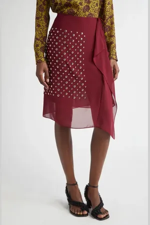 DRIES VAN NOTEN Studded Sheer Voile Midi Skirt in at Nordstrom, Size 6 Us