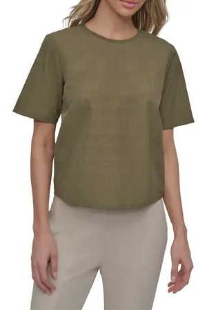 DKNY Peforated Logo Boxy Nylon T-Shirt in at Nordstrom, Size X-Large