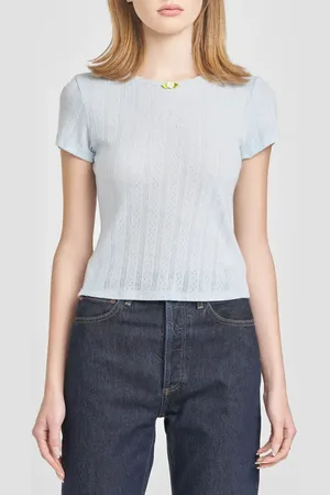 WAYF Anna Pointelle Cotton T-Shirt in at Nordstrom, Size Medium