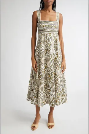VERONICA BEARD Rye Floral Linen Midi Sundress in at Nordstrom, Size 14