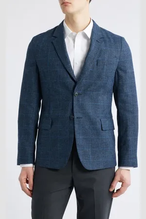 Paul Smith Tailored Fit Windowpane Check Wool & Cotton Blend Sport Coat in at Nordstrom, Size 38 Us