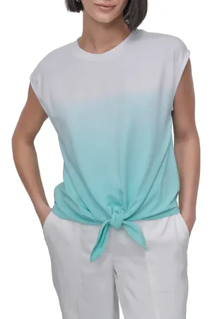 DKNY Dip Dye Tie Front T-Shirt in at Nordstrom, Size X-Small