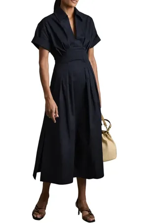 Reiss Aubrey Short Sleeve Cotton Midi Dress in at Nordstrom, Size 2 Us