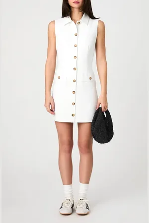 French Connection Azra Sleeveless Twill Mini Shirtdress in at Nordstrom, Size 12