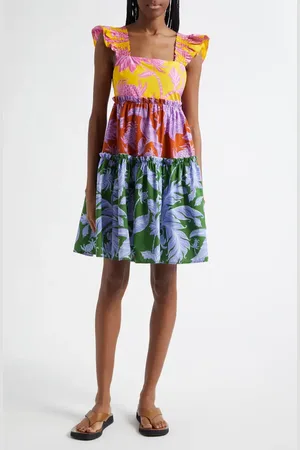 Farm Rio Tropical Swing Mixed Print Tiered Cotton Sundress in at Nordstrom, Size X-Large