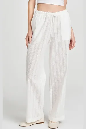 WAYF Eve Cotton Eyelet Drawstring Pants in at Nordstrom, Size Large