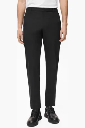 MANGO Slim Fit Flat Front Elastic Waist Pants in at Nordstrom, Size 30