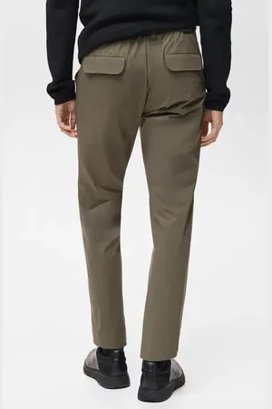 MANGO Slim Fit Flat Front Elastic Waist Pants in at Nordstrom, Size 30