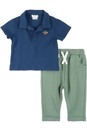 FIRSTS by petit lem Cotton Polo & Drawstring Pants Set in at Nordstrom, Size 9M