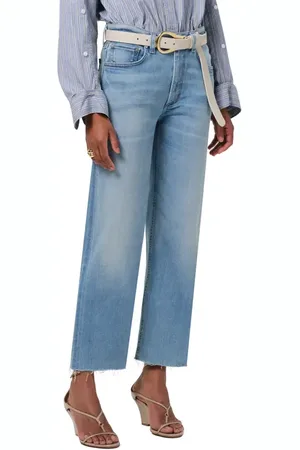 Citizens of Humanity Palma High Waist Raw Hem Straight Leg Jeans in at Nordstrom, Size 32P