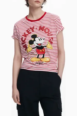 Desigual Mickey Mouse Striped Ringer Graphic T-Shirt in at Nordstrom, Size X-Large