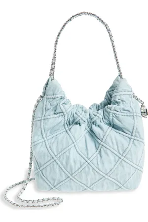 Tory Burch Fleming Quilted Denim Hobo Bag in at Nordstrom