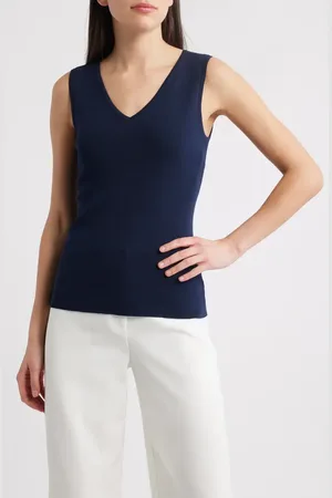 Tahari ASL V-Neck Sweater Tank in at Nordstrom, Size Large