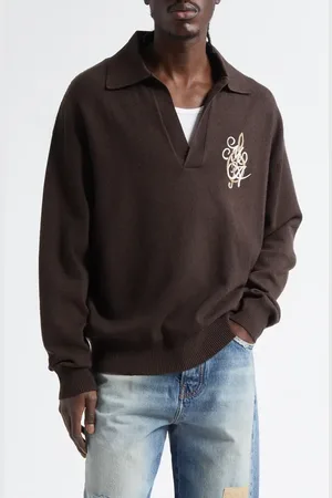 AMIRI MA Music Note Wool & Cashmere Polo Sweater in at Nordstrom, Size Large