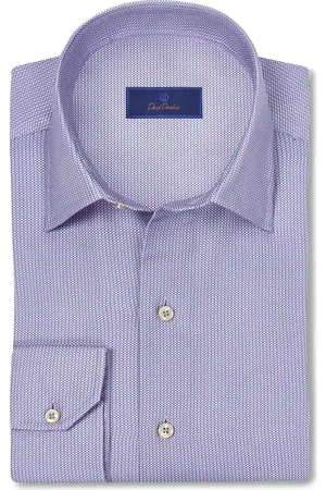 David Donahue Micro Texture Print Sport Shirt in at Nordstrom, Size Large