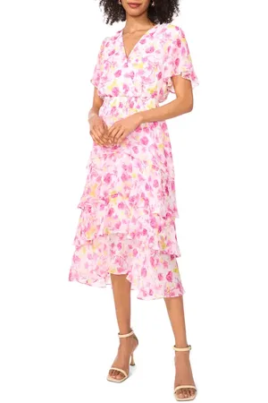 Vince Camuto Floral Tiered Midi Dress in at Nordstrom, Size Xx-Large