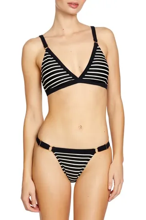 Robin Piccone Parker Stripe Rib Bikini Bottoms in at Nordstrom, Size X-Small