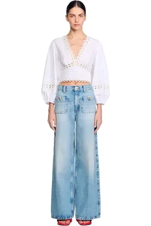 Sandro Poplin crop top in at Nordstrom, Size Medium