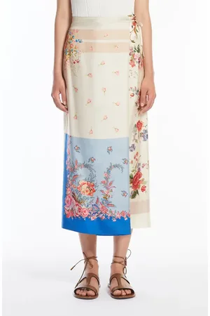Max Mara Peggi Mix Print Silk Wrap Skirt in at Nordstrom, Size 12