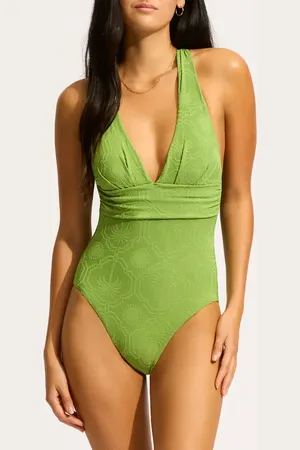 Seafolly Cross Back One-Piece Swimsuit in at Nordstrom, Size 12 Us