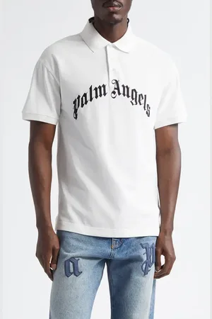 Palm Angels Curved Logo Cotton Polo in at Nordstrom, Size Small