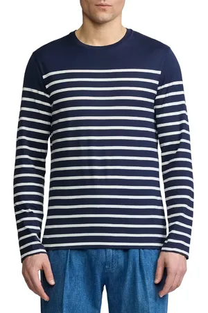 Ralph Lauren Luxury Lisle Stripe Long Sleeve T-Shirt in at Nordstrom, Size Small