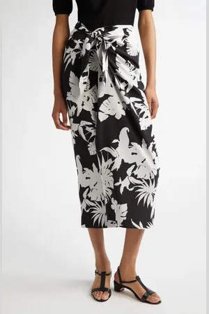 Max Mara Lauto Tropical Print Silk Wrap Skirt in at Nordstrom, Size 4