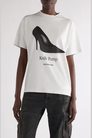Balenciaga Fitted Knife Pump Graphic T-Shirt in at Nordstrom, Size Large