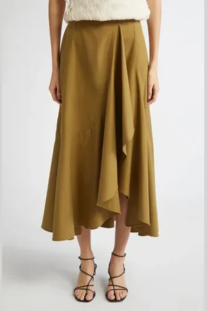 ULLA JOHNSON Sabina Cascasde Ruffle Cotton Blend Skirt in at Nordstrom, Size 8