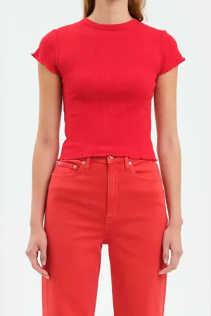 Danny Daze Lily Cotton Pointelle T-Shirt in at Nordstrom, Size Large