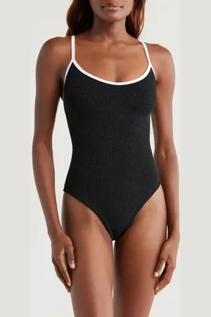 Hunza G Pamela Contrast Binding One-Piece Swimsuit in at Nordstrom
