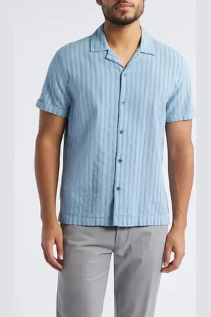 Rails Sinclair Textured Stripe Cotton Camp Shirt in at Nordstrom, Size Medium