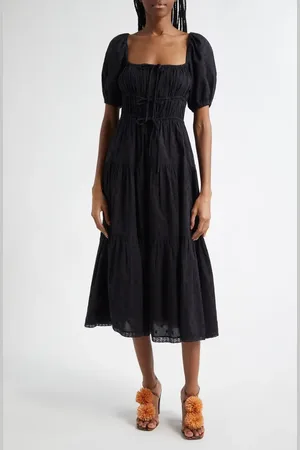 ULLA JOHNSON Palma Tiered Cotton Eylelet Dress in at Nordstrom, Size 12