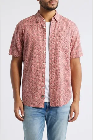 Rails Carson Floral Short Sleeve Stretch Linen Blend Button-Up Shirt in at Nordstrom, Size Xx-Large
